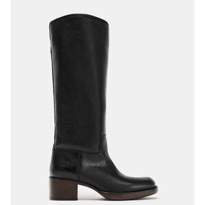 Frye Style Black Heeled Leather Boots